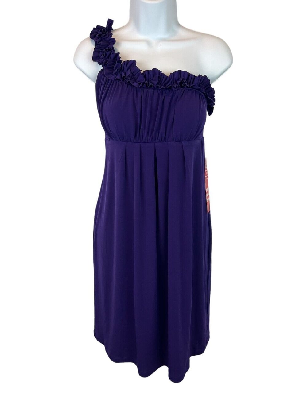 EnFocus Studio Purple One Shoulder Empire Waist Dress Size 6 NWT Wedding Guest